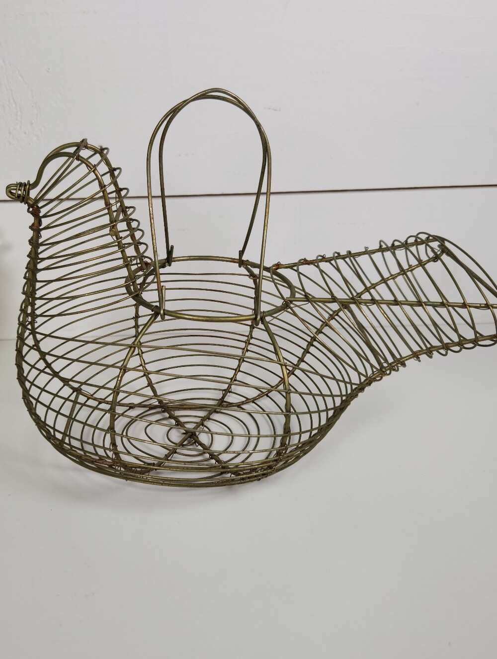 Vintage Chicken Shaped Wire Egg Basket | Hen Metal Basket |Farmhouse Decor